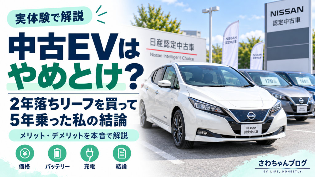 中古EVはやめとけ？2年落ちリーフを買って5年乗った私の結論のアイキャッチ画像
