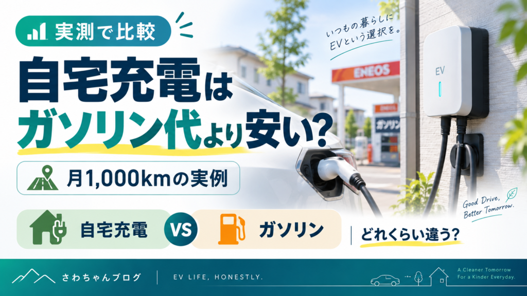 電気自動車の自宅充電料金はガソリン代より安い？月1,000km実例のアイキャッチ画像