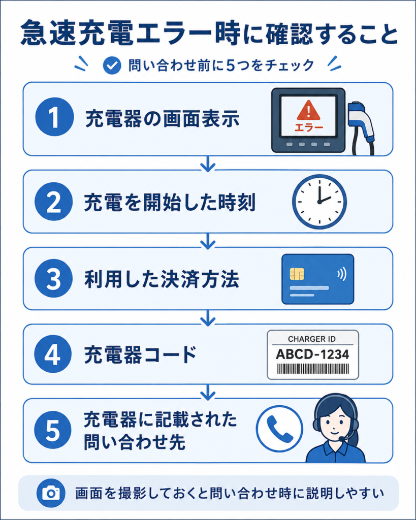 急速充電エラー時に確認する5つの項目