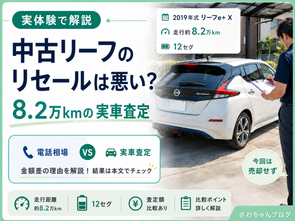 中古リーフのリセールは悪い？8.2万kmで70万円査定の実体験のアイキャッチ画像