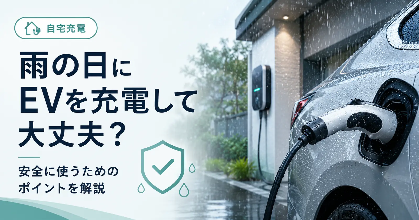 電気自動車は雨の日でも自宅充電できる？感電・漏電を防ぐ5つの注意点のアイキャッチ画像