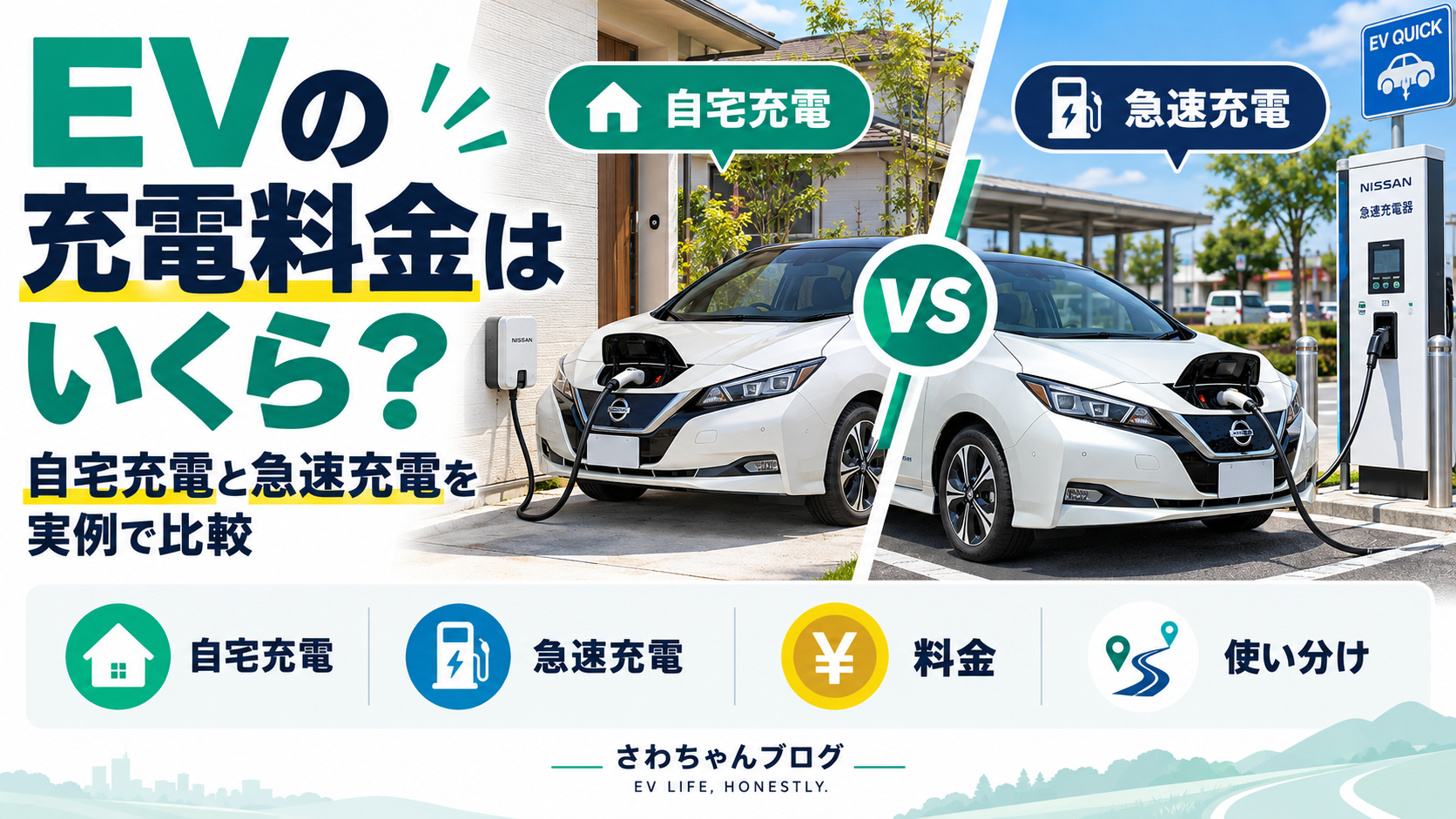 EVの充電料金はいくら？自宅充電と急速充電を実例で比較のアイキャッチ画像